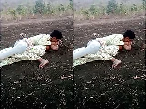 Young Indian adult actress has fun with an American customer outdoors
